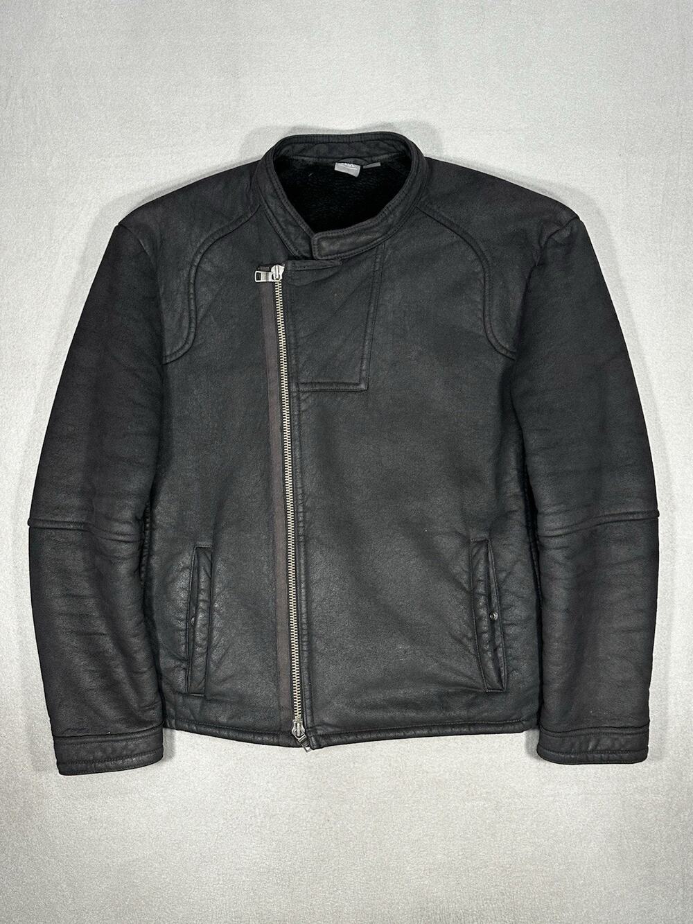 Vintage Y2K Armani Exchange A|X XXL Faux Shearling Moto Coat Asym Zip